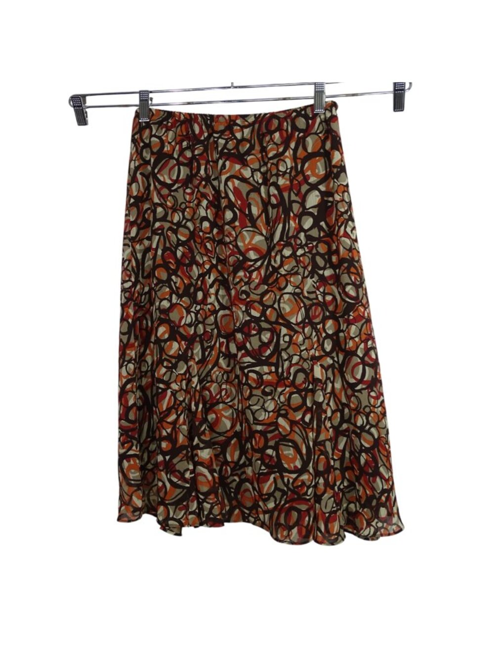 Elementz Multicolor Abstract A-line Midi Skirt Women Size S Y2K Office Retro - Picture 3 of 11